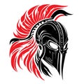 Spartan warrior helmet tribal illustration, isolated on white