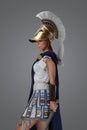 Greek female warlord with cloak and short sword