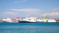 Greek ferries in the port of Heraklion Royalty Free Stock Photo