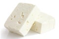 Greek feta cheese block isolated on white. Royalty Free Stock Photo