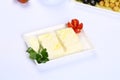 Greek feta cheese block on white. Royalty Free Stock Photo