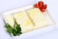 Greek feta cheese block on white. Royalty Free Stock Photo