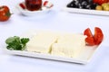 Greek feta cheese block on white. Royalty Free Stock Photo