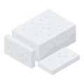 Greek feta cheese icon, isometric style