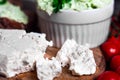 Greek feta cheese and moretum Roman ancient pesto Royalty Free Stock Photo