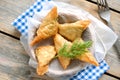 Greek feta and spinach filo pastry triangles Royalty Free Stock Photo