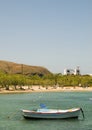 Greek fishing boat sandy beach Pollonia Milos Royalty Free Stock Photo