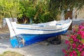 Greek Fishing Boat, Spring Maintenance Royalty Free Stock Photo