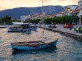 Greek Fishing Boats in Village Harbour Royalty Free Stock Photo