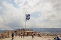 Greek flag at the Acropolis