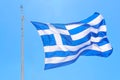 Greek flag against blue sky Royalty Free Stock Photo