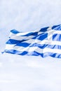 Greek flag and cloudy sky in summer day, politics of Europe