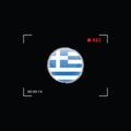 Greek flag in focus illustration on black background