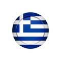 Greek flag on the round button, illustration