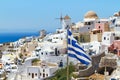 Greek flag on Santorini island Royalty Free Stock Photo