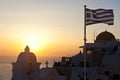 Greek flag in santorini Royalty Free Stock Photo