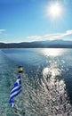 Greek flag, sea and sun Royalty Free Stock Photo