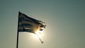Greek flag waving on beach Royalty Free Stock Photo