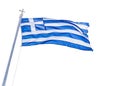 Greek flag waving on blue sky clouds greece Royalty Free Stock Photo