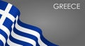 Greek flag waving on gray background. Vector illustration. Royalty Free Stock Photo