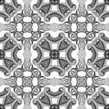 Greek floral intricate meanders seamless pattern. Vector abstract black and white background. Line art tracery hand drawn flowers Royalty Free Stock Photo