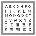 Greek font. Vector english alphabet. Ancient latin letters with numerals. Royalty Free Stock Photo