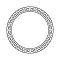 Greek frame. Meander pattern. Border circle. Greek round frame. Greece ornament. Grecian ancient style. Roman design. Geometric me Royalty Free Stock Photo