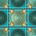 Greek geometric check seamless pattern. Vector meander background. 3d wallpaper with greek key ornament. Abstract surface pattern Royalty Free Stock Photo