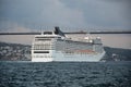 Greek giant cruise ship crossing the Istanbul Strait