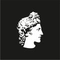 Greek god Apollo Logo. Ancient Greek God Sculpture. Face Apollo Logo Design