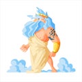 Greek god and goddess vector illustration series, Zeus, the Father of Gods and men. Epic old man with tatoo Royalty Free Stock Photo