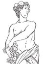 Greek God in line style. Great template for coloring book page. Classicism. Ancient Greece. Myths and legends.