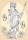 Greek God, the mythological hero of ancient Greece. Hand-drawn beautiful vector artwork isolated. Classicism. Myths and legends. Royalty Free Stock Photo