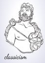 Greek God, the mythological hero of ancient Greece. Hand-drawn beautiful vector artwork isolated. Classicism. Myths and legends.
