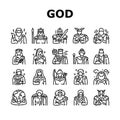 greek god mythology ancient icons set vector
