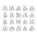 greek god mythology ancient icons set vector