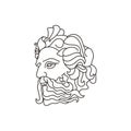 Greek god Poseideon Line art Logo. Ancient Greek God Sculpture. Face Poseidon Triton Neptune Logo Design