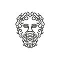 Greek god Zeus Line Art Logo. Ancient Greek God Sculpture Philosopher. Face Zeus Triton Neptune Logo Design Royalty Free Stock Photo