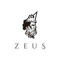 Greek god Zeus. Ancient Greek God Sculpture Philosopher. Face Zeus Triton Neptune logo design