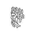 Greek god Zeus Line Art Logo. Ancient Greek God Sculpture Philosopher. Face Zeus Triton Neptune Logo Design Royalty Free Stock Photo