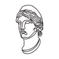 Greek goddess continuous single line style. Royalty Free Stock Photo