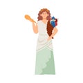 Greek goddess of fertility and harvest Demeter flat vector illustration isolated.