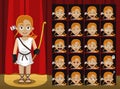 Greek Gods Artemis Costume Cartoon Emotion faces Vector Illustration