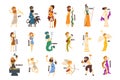 Greek Gods set, Dionysus, Hermes, Hephaestus,Zeus, Hades, Poseidon, Aphrodite, Artemis ancient Greece mythology Royalty Free Stock Photo