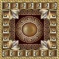 Greek gold 3d square panel pattern. Modern vector background. Me Royalty Free Stock Photo
