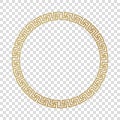 Greek gold frame, circle meander pattern, vector