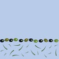 Greek Green Blue Olives Border Design Vector Illustration