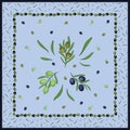 Greek Green Olives Scarf Design Vector Illustration