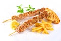 Greek grilled pork souvlaki sandwich junk food kalamaki Royalty Free Stock Photo