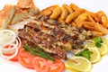 Greek grilled souvlaki portion sandwich junk food Royalty Free Stock Photo